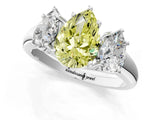White gold Three-Stone Fancy Yellow Pear Cut Diamond Engagement Ring with Prong Setting_16