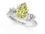 White gold Three-Stone Fancy Yellow Pear  Cut Diamond Pavé Band with Four-Prong Setting_29
