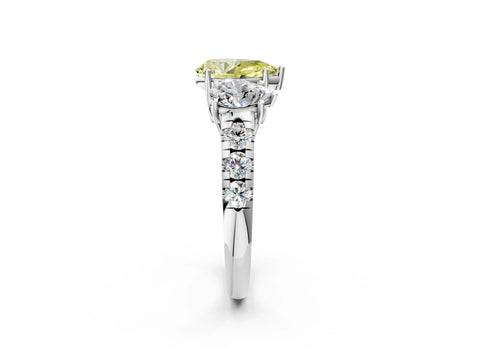 White gold Three-Stone Fancy Yellow Pear Cut Diamond Pavé Band with Prong Setting_14