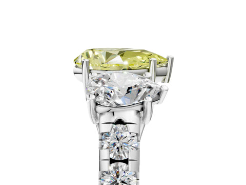 White gold Three-Stone Fancy Yellow Pear Cut Diamond Pavé Band with Prong Setting_17