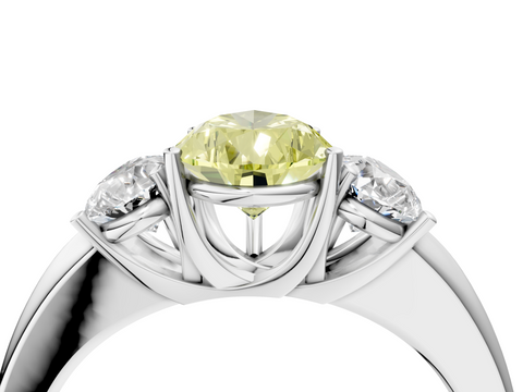 White gold Three-Stone Fancy Yellow Pear  Cut Diamond Ring with Channel-Set Band and Four-Prong Setting_65