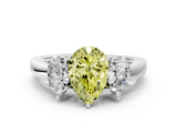 White gold Three-Stone Fancy Yellow Pear  Cut Diamond Ring with Channel-Set Band and Four-Prong Setting_78