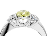 White gold Three-Stone Fancy Yellow Pear  Cut Diamond Ring with Channel-Set Band and Four-Prong Setting_82