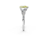 White gold Three-Stone Fancy Yellow Pear Cut Diamond Ring with Pavé Band and Prong Setting_124