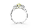 White gold Three-Stone Fancy Yellow Pear Cut Diamond Ring with Pavé Band and Prong Setting_125