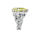 White gold Three-Stone Fancy Yellow Pear Cut Diamond Ring with Pavé Band and Prong Setting_131