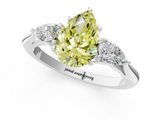 White gold Three-Stone Fancy Yellow Pear  Cut Diamond Ring with Pear Side Stones in Four-Prong Setting_110