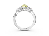 White gold Three-Stone Fancy Yellow Pear  Cut Diamond Ring with Pear Side Stones in Four-Prong Setting_111