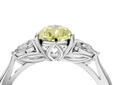 White gold Three-Stone Fancy Yellow Pear  Cut Diamond Ring with Pear Side Stones in Four-Prong Setting_113