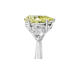 White gold Three-Stone Fancy Yellow Pear  Cut Diamond Ring with Pear Side Stones in Four-Prong Setting_114