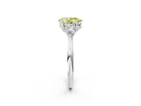 White gold Three-Stone Fancy Yellow Pear Cut Diamond Ring with Pear  Side Stones in Four-Prong Setting_14