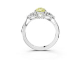 White gold Three-Stone Fancy Yellow Pear Cut Diamond Ring with Pear  Side Stones in Four-Prong Setting_15