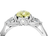White gold Three-Stone Fancy Yellow Pear Cut Diamond Ring with Pear  Side Stones in Four-Prong Setting_16
