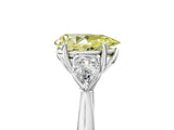 White gold Three-Stone Fancy Yellow Pear Cut Diamond Ring with Pear  Side Stones in Four-Prong Setting_17