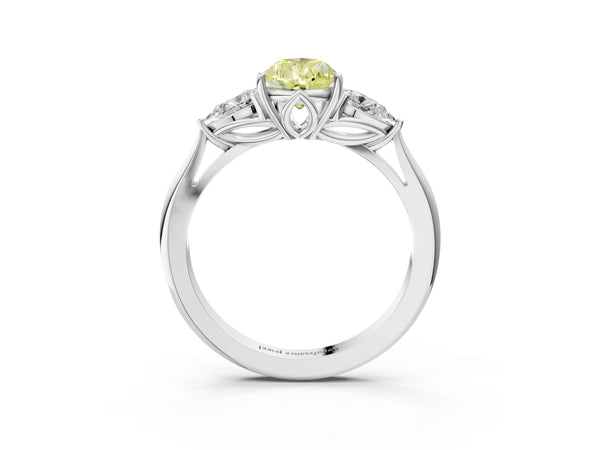 White Gold Pear-Shaped Engagement Ring Setting for Fancy Yellow Center with Pear Side Stones