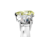 White gold Three-Stone Fancy Yellow Pear Cut Diamond Ring with Round Side Stones, Classic Band, and Four-Prong Setting_5
