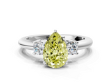 White gold Three-Stone Fancy Yellow Pear  Cut Diamond Solitaire with Prong Setting and Classic Band_78
