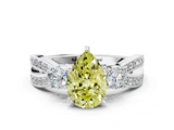White gold Three-Stone Fancy Yellow Pear  Cut Diamond Twist Band with Prong Setting_49