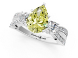 White gold Three-Stone Fancy Yellow Pear  Cut Diamond Twist Band with Prong Setting_50