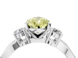White gold Three-Stone Fancy Yellow Pear  Cut Diamond Twist Band with Prong Setting_61
