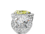 White gold Three-Stone Fancy Yellow Pear Cut Halo Diamond Milgrain Band with Four-Prong Setting_5