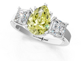 White gold Three-Stone Fancy Yellow Pear  Cut Solitaire Ring with Prong Setting_4