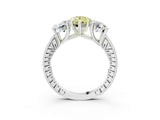White gold Three-Stone Fancy Yellow Pear  Diamond Milgrain Pave Band with Prong Setting 4