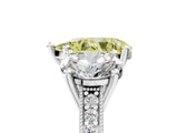 White gold Three-Stone Fancy Yellow Pear  Diamond Milgrain Pave Band with Prong Setting