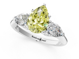 White gold Three-Stone Fancy Yellow Pear  Diamond Ring with Pear Side Stones in Four-Prong Setting_112