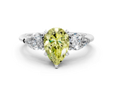 White gold Three-Stone Fancy Yellow Pear  Diamond Ring with Pear Side Stones in Four-Prong Setting_112
