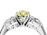 White gold Three-Stone Fancy Yellow Pear  Diamond Ring with Pear Side Stones in Four-Prong Setting_115