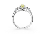 White gold Three-Stone Fancy Yellow Pear  Diamond Ring with Pear Side Stones in Four-Prong Setting_115