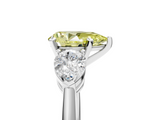 White gold Three-Stone Fancy Yellow Pear  Diamond Ring with Pear Side Stones in Four-Prong Setting_116