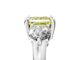 White gold Three-Stone Fancy Yellow Princess  Brilliant Cut Solitaire Ring with Prong Setting on a Classic Band 5