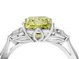 White gold Three-Stone Fancy Yellow Princess Cut Brilliant Diamond Solitaire Ring with Tapered Band and Four-Prong Setting_35