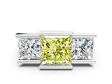 White gold Three Stone Fancy Yellow Princess Cut Cut Channel Set Diamond Ring_36