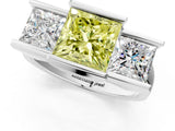 White gold Three Stone Fancy Yellow Princess Cut Cut Channel Set Diamond Ring_37