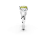 White gold Three Stone Fancy Yellow Princess Cut Cut Channel Set Diamond Ring_38