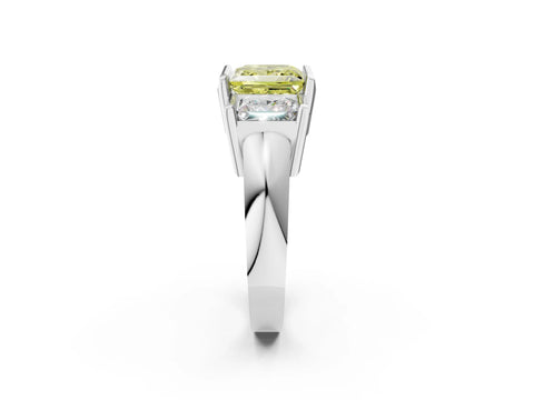 White gold Three Stone Fancy Yellow Princess Cut Cut Channel Set Diamond Ring_38