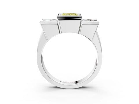 White gold Three Stone Fancy Yellow Princess Cut Cut Channel Set Diamond Ring_39