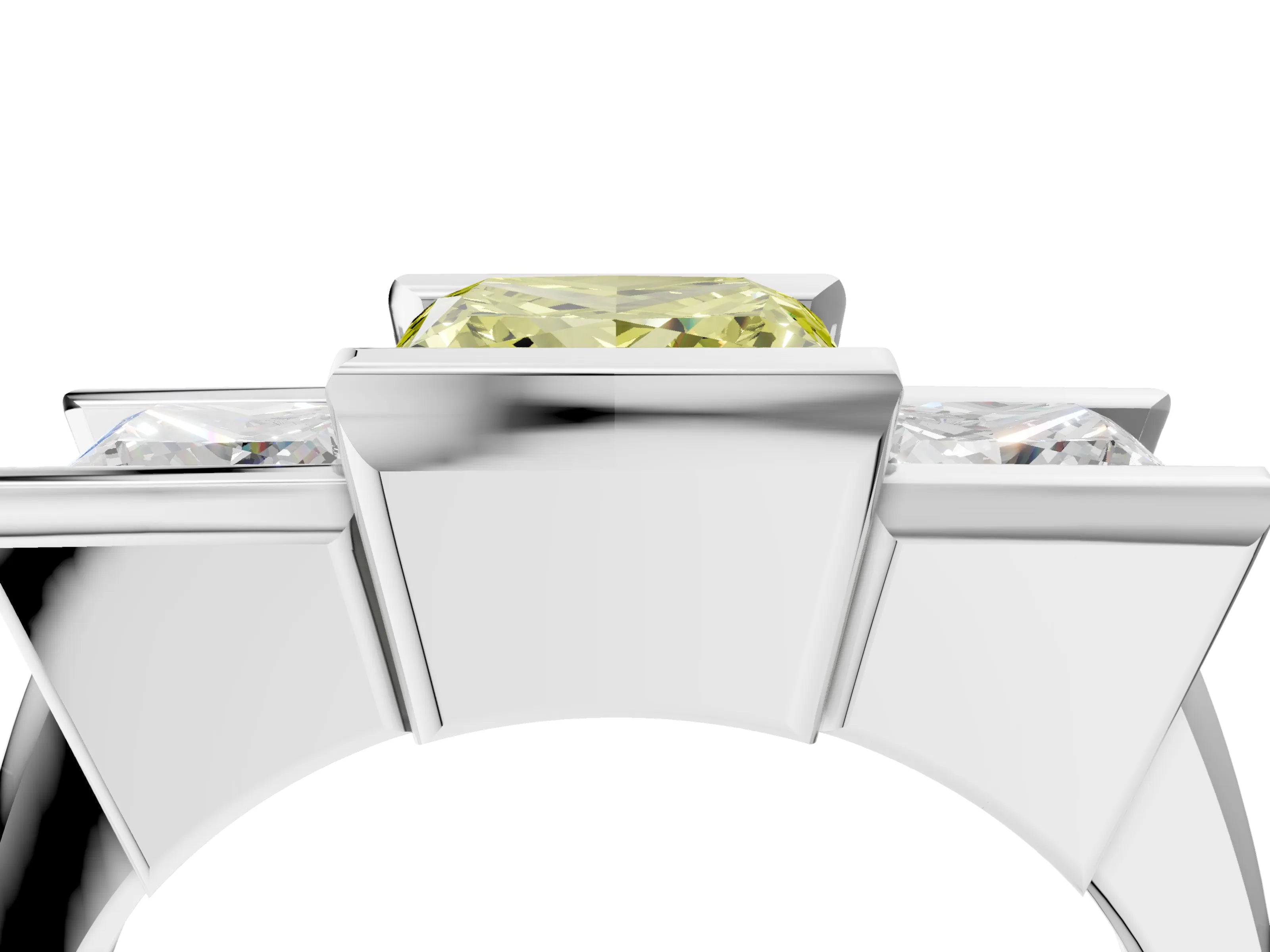 White gold Three Stone Fancy Yellow Princess Cut Cut Channel Set Diamond Ring_40