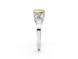 White gold Three-Stone Fancy Yellow Princess Cut Cut Diamond Engagement Ring with Flat Band and Four-Prong Setting_14