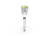 White gold Three-Stone Fancy Yellow Princess Cut Cut Diamond Engagement Ring with Flat Band and Four-Prong Setting_14