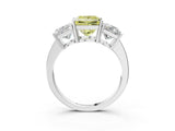 White gold Three-Stone Fancy Yellow Princess Cut Cut Diamond Engagement Ring with Flat Band and Four-Prong Setting_15