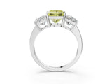 White gold Three-Stone Fancy Yellow Princess Cut Cut Diamond Engagement Ring with Flat Band and Four-Prong Setting_15