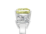 White gold Three-Stone Fancy Yellow Princess Cut Cut Diamond Engagement Ring with Flat Band and Four-Prong Setting_17