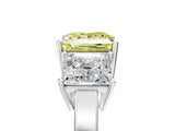 White gold Three-Stone Fancy Yellow Princess Cut Cut Diamond Engagement Ring with Flat Band and Four-Prong Setting_17