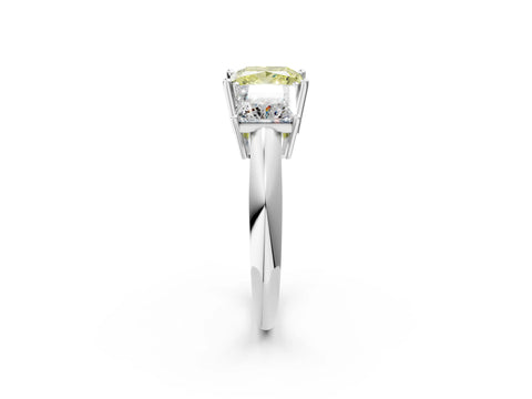 White gold Three-Stone Fancy Yellow Princess Cut Cut Diamond Engagement Ring with Prong Setting on a White Gold Band_14