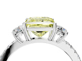 White gold Three-Stone Fancy Yellow Princess Cut Cut Diamond Pavé Band with Prong Setting_43