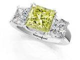 White gold Three-Stone Fancy Yellow Princess Cut Cut Diamond Ring with Channel Set Band and Four-Prong Setting_37